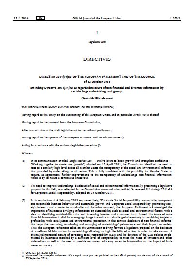 EU NFRD(Non-Financial Reporting Directive)-2014