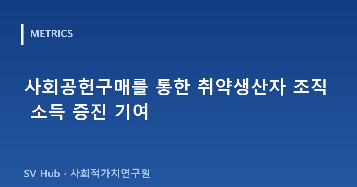 사회공헌구매를 통한 취약생산자 조직 소득 증진 기여