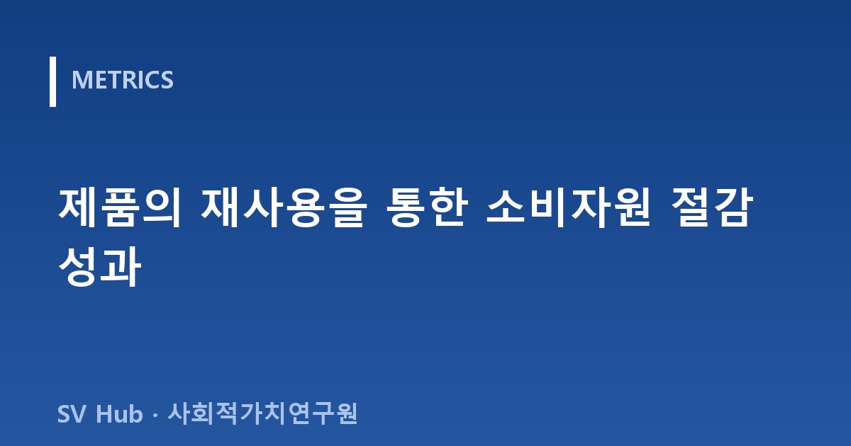 제품의 재사용을 통한 소비자원 절감 성과